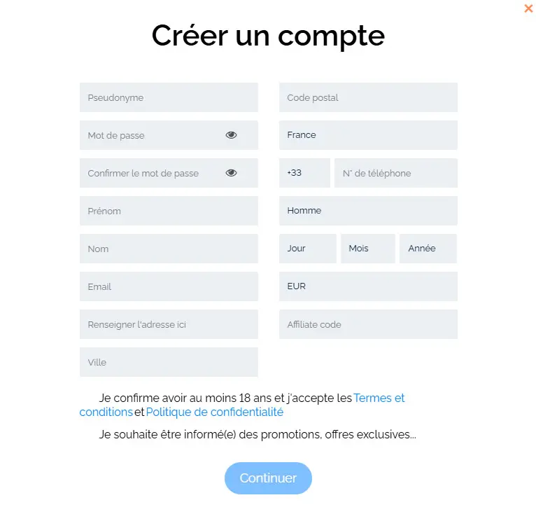 Processus d'inscription BC Game Casino